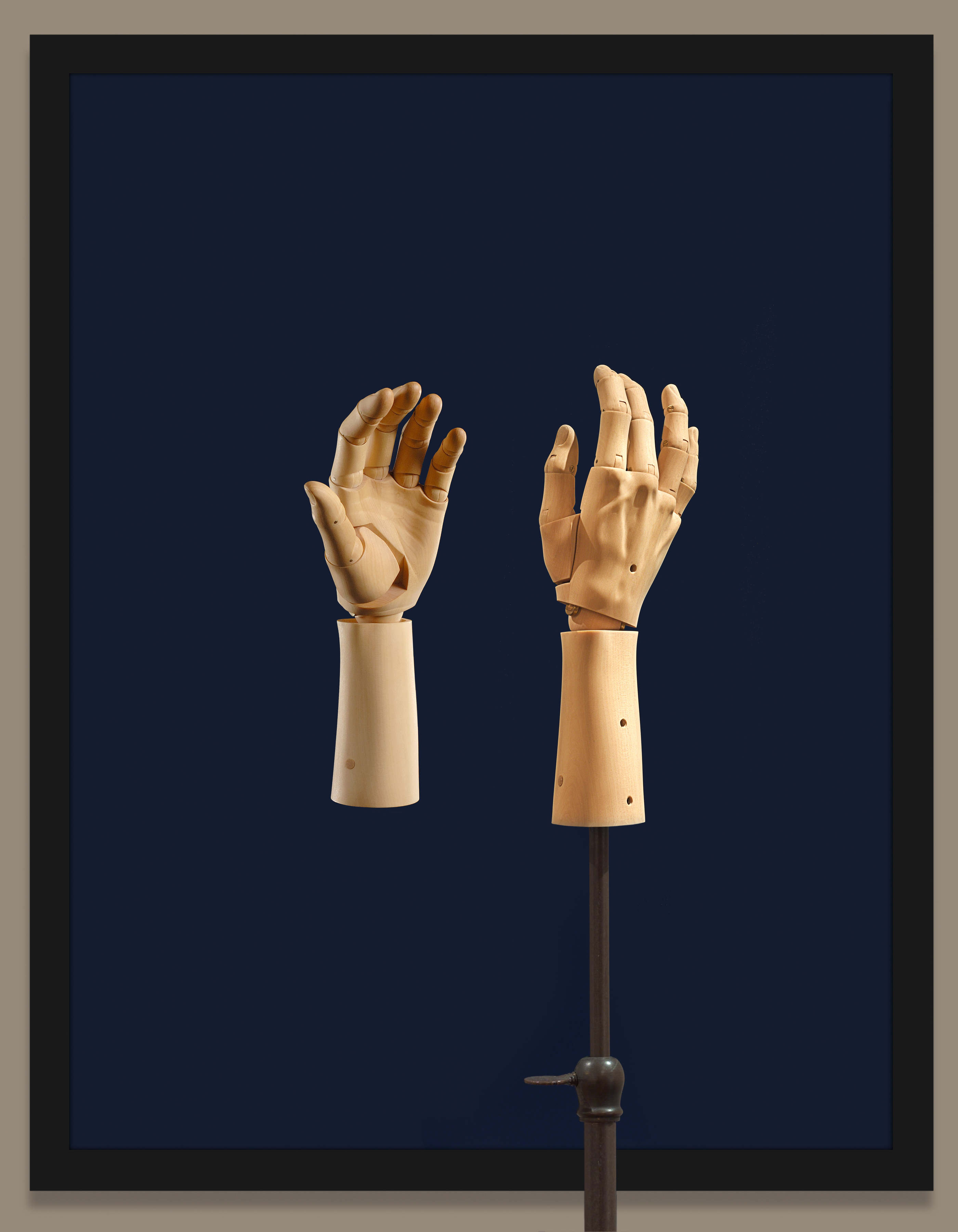 Elizabeth King, Bartlett’s Hand (2005): A carved wooden sculpture has movable joints that hypnotically come to life in an accompanying animated film. From the collection of Robert and Karen Duncan, Lincoln, Nebraska